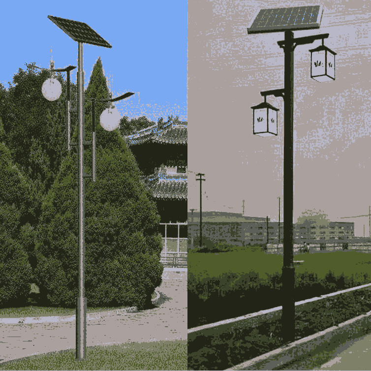 4米鋰電池LED光源太陽(yáng)能一體燈，二體燈